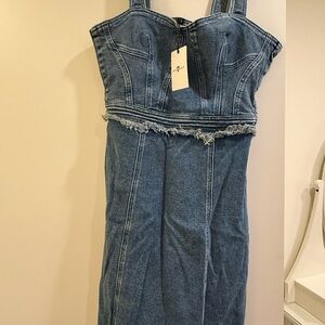 7 For All Mankind Blue Denim Overalls